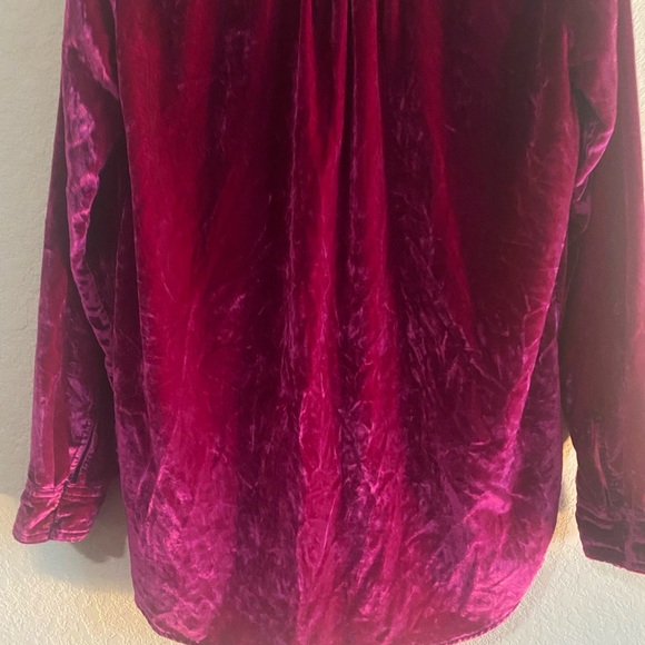 Anthropologie Pilcro Hadley Relaxed Pink Velvet Button Down Boho Shirt Sz 2 - Picture 13 of 14